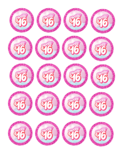 Eetbare print Sweetsixteen Thema Cupcakes Mini