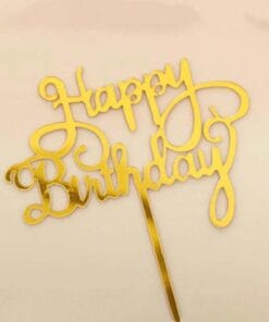 Happy Birthday Caketopper Acryl Goud (set 5)